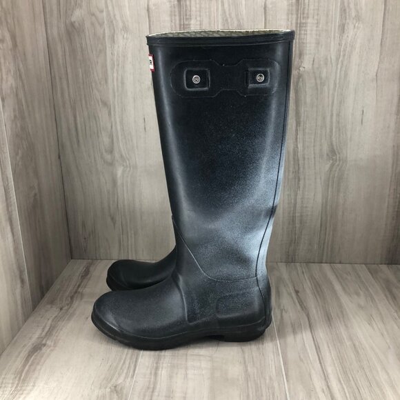 Hunter Boots Mens 7 Black Rubber Rain Shoes There is paint and no top strap main image 6
